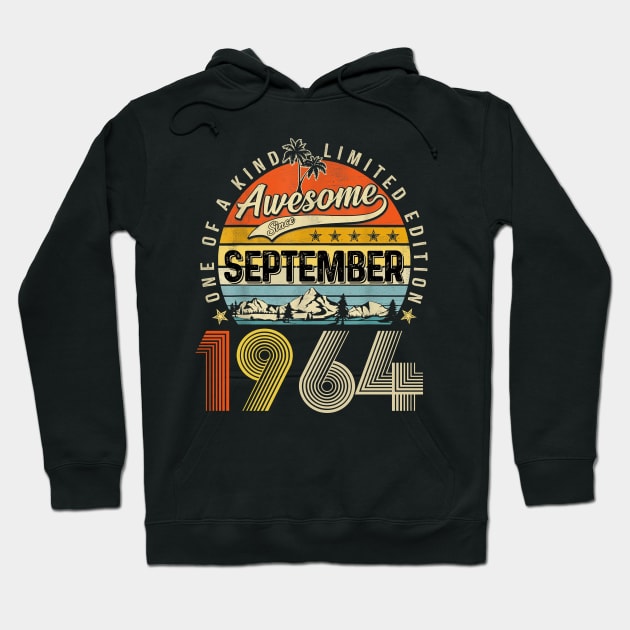 Awesome Since September 1964 Vintage 59th Birthday Hoodie by Mhoon 